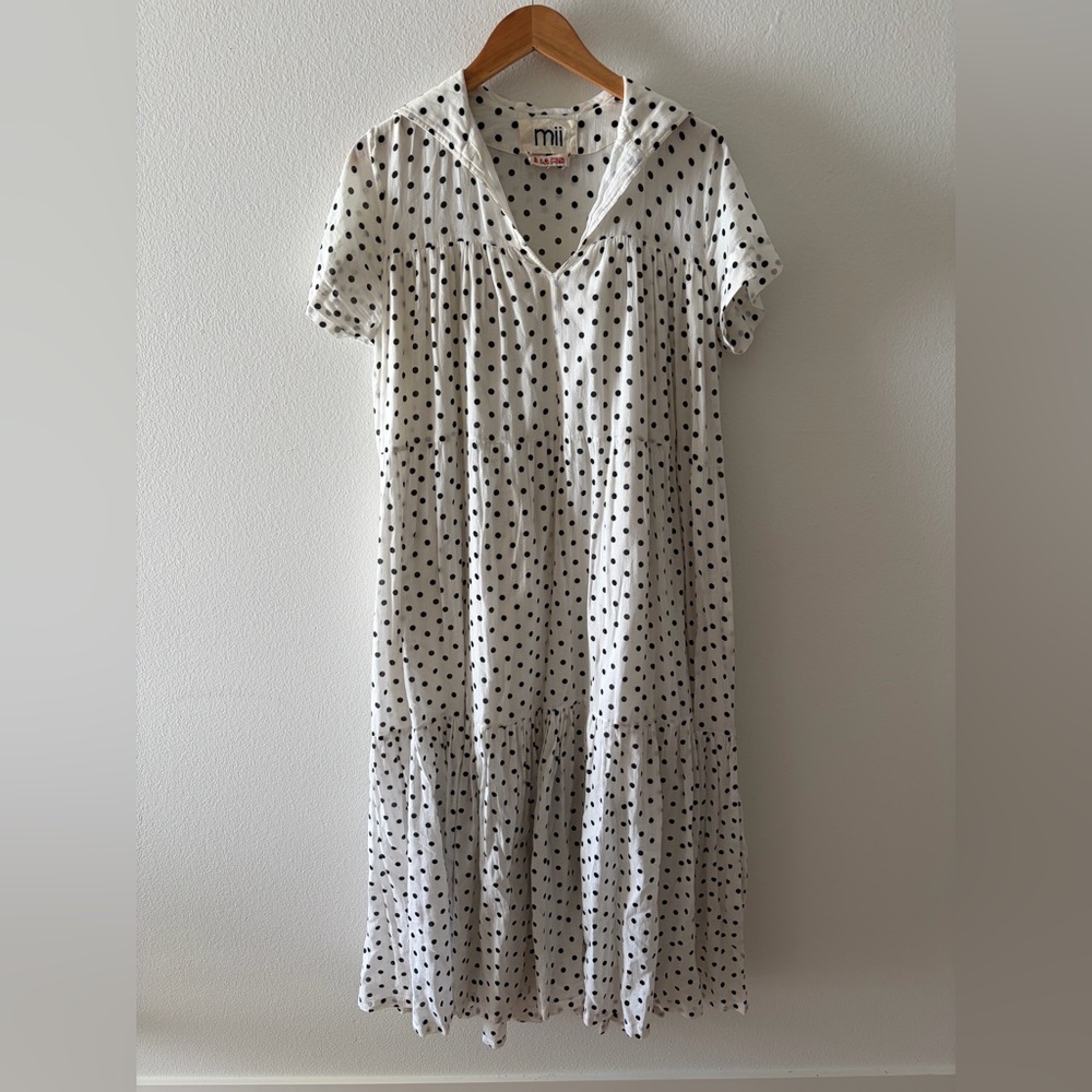 Mi Black and White Polka Dot Midi Dress